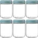 NETANY 6-pack 16oz Glass jars with Airtight Lids, Overnight Oats Containers with Lids, Wide mouth Mason Salad jars, Glass Food Storage Containers for Snacks Yogurt Spice Sugar - Green