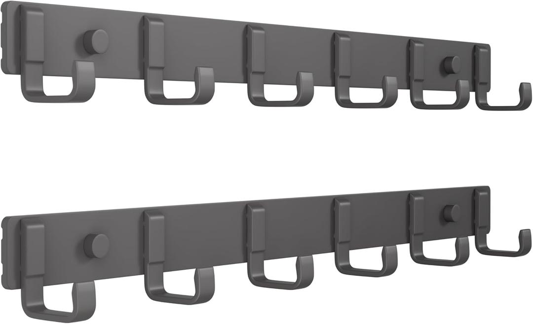 Coat Rack Wall Mount (2 Pack), Heavy Duty Wall Coat Hanger with 6 Coat Hooks for Entryway, Bedroom, Closet, Hanging Hats, Bags, Purses Jacket (Gunmetal)