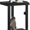 FourFurPets 26.7in Cat Tree Tower Condo, Cat Scratch Posts for Indoor Cats, Big Plate, Three 23.6in Full Sisal Scratching Posts, Black