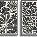 InSimSea 2 Pcs Framed Wall Art, Living Room Black White Wall Art, Modern Abstract Floral Pictures, Bedroom Above Bed Wall Decor, Canvas Prints, Vintage Farmhouse Decor, 16x24inch,Set of 2