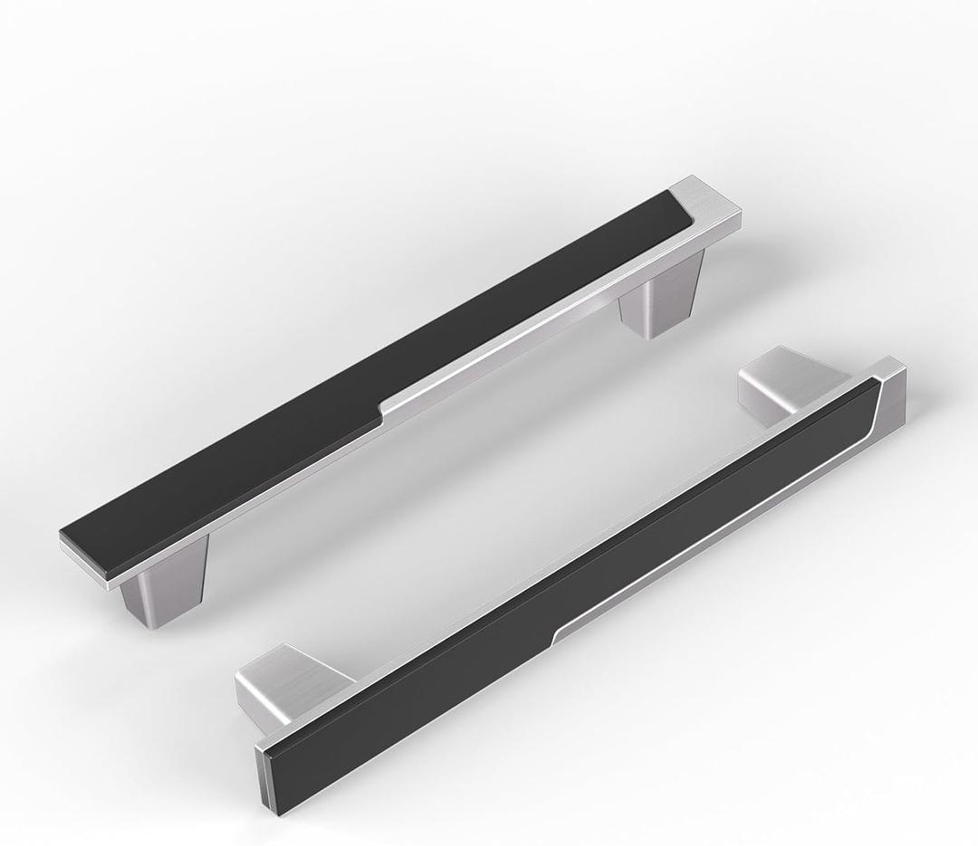 Haliwu 20 Pack 5 Inch Brushed Nickel and Black Cabinet Handles, 2 Tone Silver Drawer Pulls, Zinc Alloy Cabinet Hardware for Kitchen Cupboard Bathroom Dresser