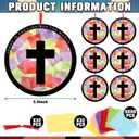 Motipuns 32 Sets Christian Cross Ornaments Craft Kit, VBS Religious DIY Cross Suncatchers Stained Glass Effect with Tissue Paper Window Art for Sunday School Church Decor