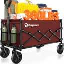 Originsure Collapsible Wagon Cart Foldable - Lightweight Portable Heavy Duty Folding Beach Wagons with Wheels - Outdoor Utility Carts for Grocery, Camping, Shopping, Sports with Large Capacity - Red