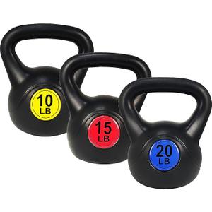 OLIXIS 3-Piece Kettlebell Set, Wide Grip Kettlebell Exercise Fitness Weight Set for Home Gym, Strength Training, 45LBS Set