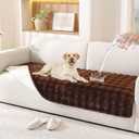 Waterproof Dog Bed Cover Non Slip Couch Covers for Dogs Washable Soft Faux Fur Sofa Cover Couch Covers for 3 Cushion Couch Sofa Pet Friendly (Brown)