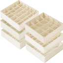 Criusia 6 Pcs Drawer Organizer Clothes - 90 Cells Closet Organizers and Storage for Baby Nursery - Washable Fabric Dresser Organizer Dividers for Sock Underwear Bra Dorm Room Essentials (Beige)