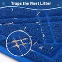 Smiry Cat Litter Box Mat 36x24, Non-Slip Water Resistant Litter Trapping Mat, Easy Clean Less Waste and Urine-Locking Cat Carpet for Indoor, Blue
