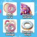 Inflatable Donuts - (Pack of 4) 24 Inch Donut Pool Float for Kids Ages 2-6 Pool Tube, Assorted Swim Rings with Sprinkles for Pool Floaties, Party Decorations