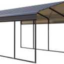 Carport Car Port Metal Canopy 12x20 ft Heavy Duty for Snow, Portable Garage Kit Shed Tent Shelter Metal Frame All Weather Outdoor for Boat with Anti-Leak Seam Taped, Black