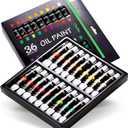 Ohuhu Oil Paint Set, 36 Oil-Based Colors, 12ml/0.42oz x 36 Tubes Non-Toxic Oil Painting Set Supplies for Canvas Painting Artist Kids Beginner Adult Classroom Student Art Supplies Gift DIY