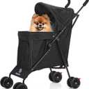 Wedyvko Travel Portable Dog Stroller, Pet Stroller for Small Puppy Dogs & Cats, Up to 33 lbs, Black