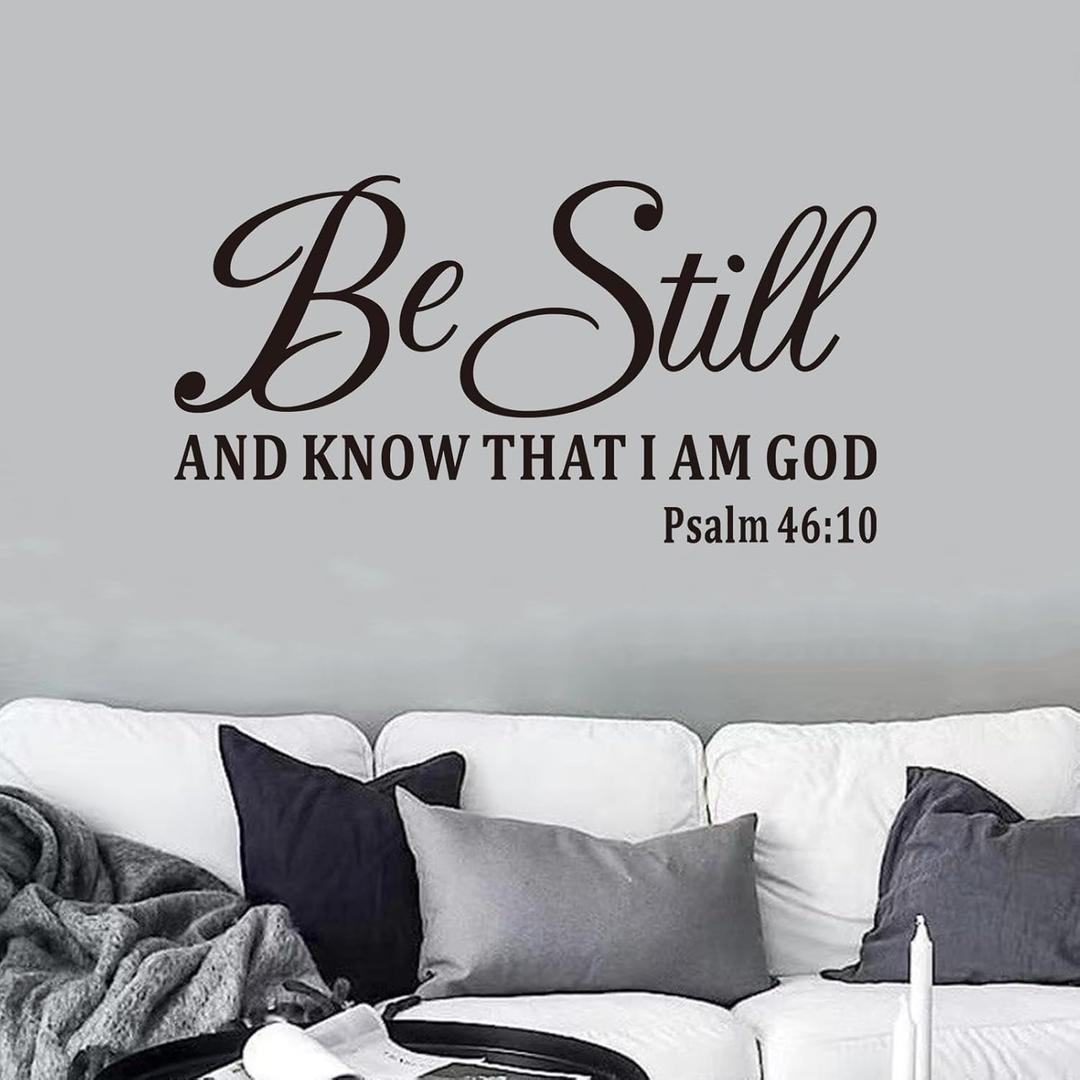 Christian Wall Decals for Living Room: Bible Verse Quotes Inspirational Positive Vinyl Art Wall Stickers for Bedroom Wall Decor - Be Still and Know That I am God 28.6" X 15" (Large)