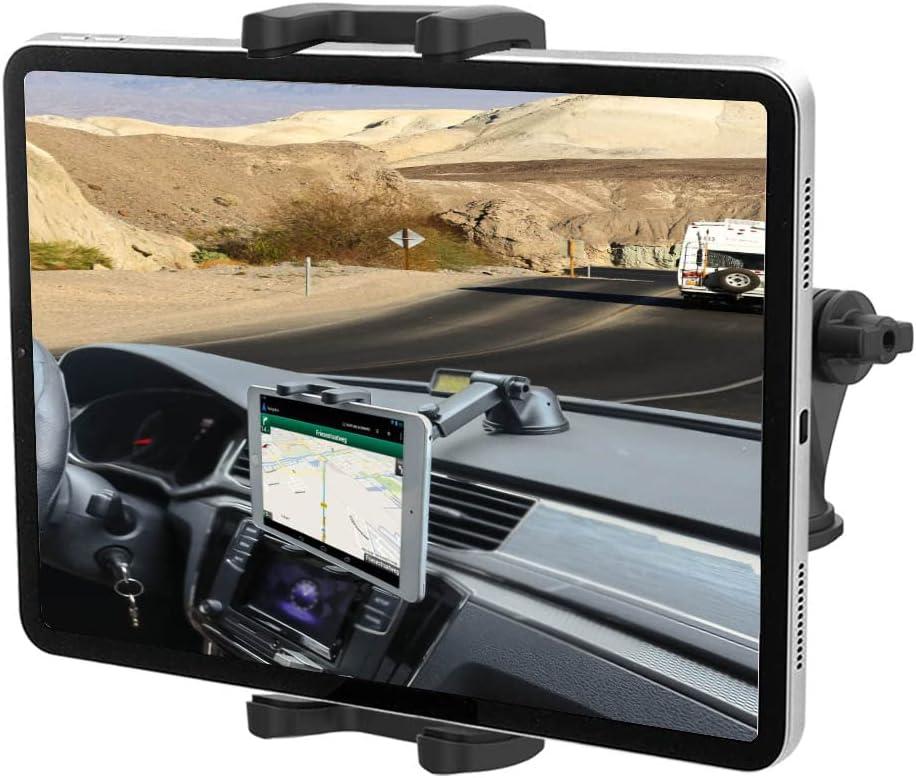 Car Dashboard Tablet Mount for 4-13" iPad Phone, Cuxwill Dash Windshield Tablet Telescopic Holder with Strong Suction Cup for iPad Pro 12.9 10.5 9.7, iPad Air Mini, Samsung Tab, Kindle Fire HD, iPhone