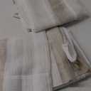 Central Park Beige and White Stripe Sheer Curtains Boucle Linen Farmhouse Rustic Window Curtain Panel Yarn Dyed Woven 84 Inches Long for Living Room Bedroom with Rod Pocket, 40" W x 84" L (Pack of 2)