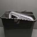 IRIS USA Cat Litter Box, Large Cat Box Enclosure, Top Entry with Litter Catching Lid, Enclosed with Scoop, Gray/White