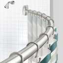 Curved Shower Curtain Rod, Round 42-73 Inches Shower Rods for Bathroom Adjustable, Rounded Bowed Stainless Steel Shower Rods Customized for Bathtub, Stall, Brushed Nickel, Need to Drill (Brushed Nickel)