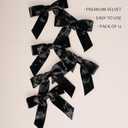 LaRibbons 12 Pack Black Velvet Christmas Bows for Gift Wrapping, 4" x 3.74" Decorative Velvet Gift Bows with Twist Tie for Presents, Tree, Wreath & Holiday Decorations