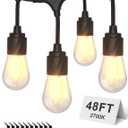 XMCOSY+ 48FT Outdoor String Lights Waterproof - LED Patio Hanging Lights for Outside Porch Backyard Gazebo Garden, Commercial Grade 16 Edison Bulbs