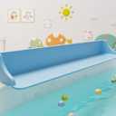 Cushore 3-Ft Bathtub Splash Guard PlayPad with Strong Suction Cups, Toy Tray Caddy Holder Storage, No-Leak, Mess-Free Bath Time for Kids, Blue