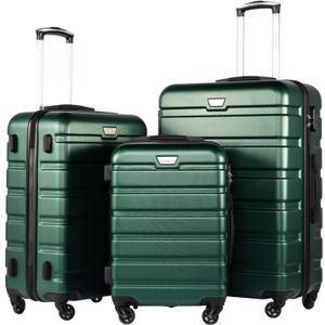 Coolife Luggage 3 Piece Set Suitcase Spinner Hardshell Lightweight TSA Lock (dark green3) (20in24in28in)