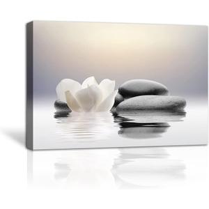 LZIMU Zen Canvas Wall Art Lotus Flowers and Stones Spa Pictures Wall Decor Art Prints for Yoga Meditation Room Decor (16x24in (40x60cm))