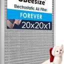 UBeesize 20x20x1 Reusable Air Filter - Washable, MERV 8,Permanent, Electrostatic - Lasts a Lifetime - Enjoy Fresher Air in Home and Office HVAC AC Furnace Systems (Actual Size: 19.75x19.75x0.8 Inch)