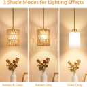 6" Gold Rattan Pendant Light, Boho Hanging Lamp with Adjustable Height, 2-in-1 Rattan & Glass Shade, Farmhouse Chandelier, Easy Installation, Ideal for Kitchen Island, Living Room, Bedroom