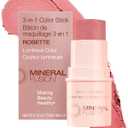Mineral Fusion 3-in-1 Color Stick - Hydrating Cream Blush Tint for Cheek, Lip and Eye - Natural Multi Use Makeup (Rosette)