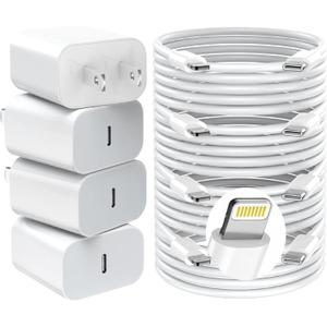 GREPHONE iPhone Charger Fast Charging,20W PD USB C Wall Charger 4 Pack with 6FT Fast Charging Cable - Fast Charger for iPhone 14/14 Pro Max/13/13 Pro/12/12 Pro/11/11 Pro/XS, iPad (White)
