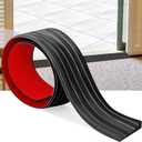 Rubber Door Threshold Ramp Self-Adhesive Rubber Ramp for Door Threshold 2/5 Inch Rise for Wheelchair Scooter Doorway Floor Tile Threshold Transition Strip Reducer (Black, 2 in Wide x 6.6 Ft Long)