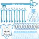 Geyoga 50 Sets Baby Shower Party Favors 50 Fancy Key Shape Pens It's a Girl/ Boy Key Gel Ink Pens 50 Thank You Cards Small Gift Cards 50 Organza Bags for Guests Gender Reveal Party Favors(Blue,Boy)