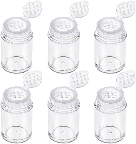 RAYNAG 6 Pieces Mini Empty Loose Powder Bottle Travel Cosmetic Glitter Powder Eye Shadow Shaker Bottle with Sifter and Lids (12 holes)