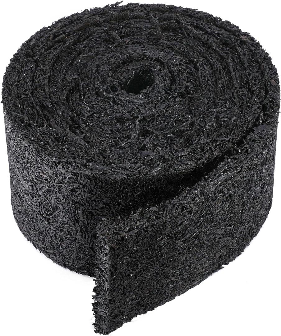 Adnee 140'' x 5.5" Double Sided Rubber Mulch Roll, Black Recycled Rubber Mulch Walkway,Permanent Garden Edging Barrier Mat for Landscaping,Plants,Vegetables and Flowers
