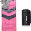 MalloMe Sleeping Bags for Adults Cold Weather & Warm - Backpacking Camping Sleeping Bag for Kids 10-12, Girls, Boys - Lightweight Compact Camping Essentials Gear Accessories Hiking Sleep Must Haves (50-80F Everyday 3 Season - Pink)