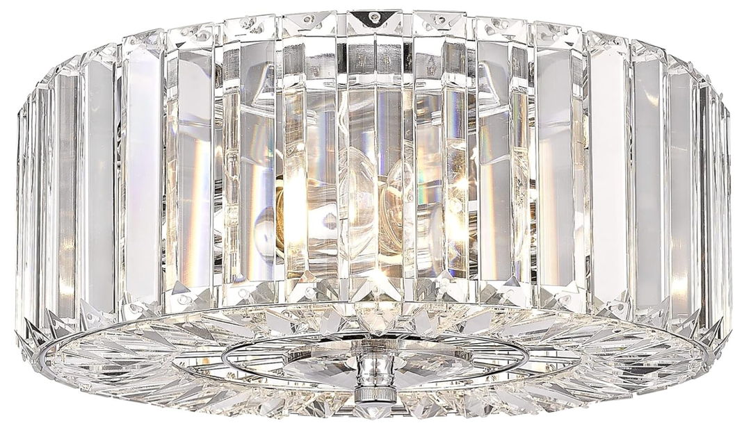 pasentel 11.8" Crystal Round Flush Mount Modern Close to Ceiling Light Fixture, Chrome Ceiling Lights 2Light Hallway Light Fixtures, Crystal Ceiling Lamp for Kitchen Bathroom Entryway, XDD0072CH