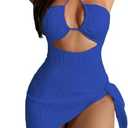 SOLY HUX Women's One Piece Swimsuit Criss Cross Halter Cut Out Bathing Suit with Cover Up M