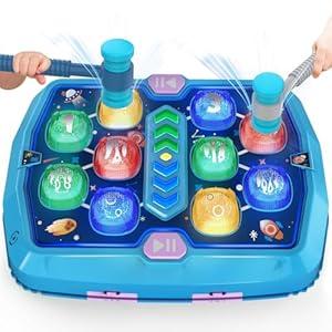 Toddlers Toys Age 3-8, Hammer Mole Game Toys for 3 4 5 6 7+ Year Old Boys with 3 Modes,Interactive Toddler Boy Girl Toys with 2 Hammers, Sound & Light, Birthday Xmas Gift for 3-10 Year Old Boys Girls (Blue)