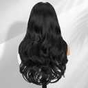 Quantum Love Curly U Part Wig Long Wavy V Part Wig Light Yaki for Black Women TALOS Layered Black Glueless Synthetic Half Wigs 22 Inch Full Head Clip in Hair