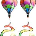 2 Pcs for Rainbow Hot Air Balloons Wind Spinner, Colorful Windsock Tail Hanging Decoration 3D Rotating Garden Windmills Hanging Geometric Twisters for Outdoor Yard Patio Porch Balcony Decoration