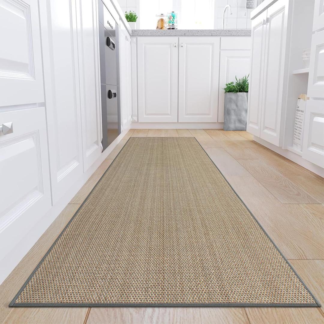 KIMODE Kitchen Runner Rug 30"x70", Non Slip Washable Kitchen Runners, Farmhouse Rugs Absorbent Gray Kitchen Mats for Floor, Front of Sink, Entryway, Hallway, Laundry Room (2'6" x 5'10" (Rectangular), Grey)