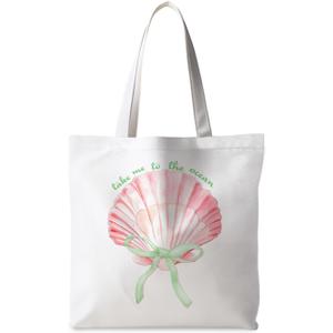 Beach Ocean Tote Bags, Summer Gifts for Women, Summer Preppy Seashell Shopping Bags, Beach Ocean Room Decor