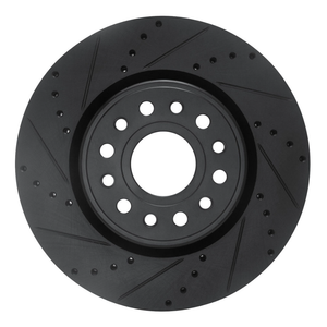 Dynamic Friction 633-40120L - Drilled and Slotted Black Zinc Brake Rotor