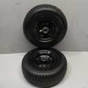 11x4.00-5 Flat Free Lawn Mower Tires and Wheel,2 Pack Zero Turn Lawn Mower Replacement Tires,11x4-5 Solid Tractor Turf Tire with Rim,3.4" Centered Hub and 3/4" & 5/8" & 1/2" bearings with Adapter Kit (11X4-5 Anti Slip Flat Free Tires (Black Rim))