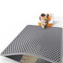 Powools Cat Litter Mat - 46" x 35" Jumbo Litter Box Mat with Double Layers, Urine-Proof and Non-Slip Litter Trapping Mat, Easy to Clean Kitty Litter Mats for Floor, Scatter Control, Grey