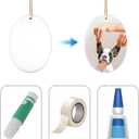 15pcs Sublimation Ceramic Ornaments Blank, 3.15x2.24 Inch White Oval Ceramic Ornament Bulk with Rope for Heat Press Printing Crafting DIY Personalized Christmas Home Decoration