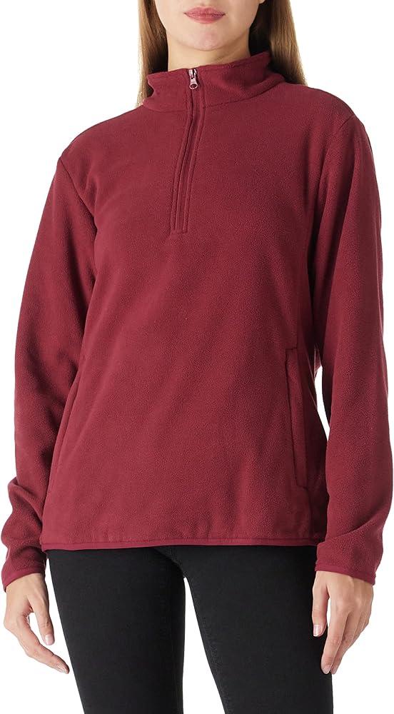Outdoor Ventures Women's Loose Fit 1/4 Quarter Zip Soft Lightweight Polar Fleece Pullover Jacket with Zipper Pocket