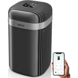 WELOV Smart Air Purifiers for Home, Air Purifer for Bedroom with 23dB Quiet,H13 True HEPA Air Filter for Pets Allergens Removal to 0.1 Microns,Odor Eliminator for Wildfire Pollen Dust,Alexa Control (Grey)