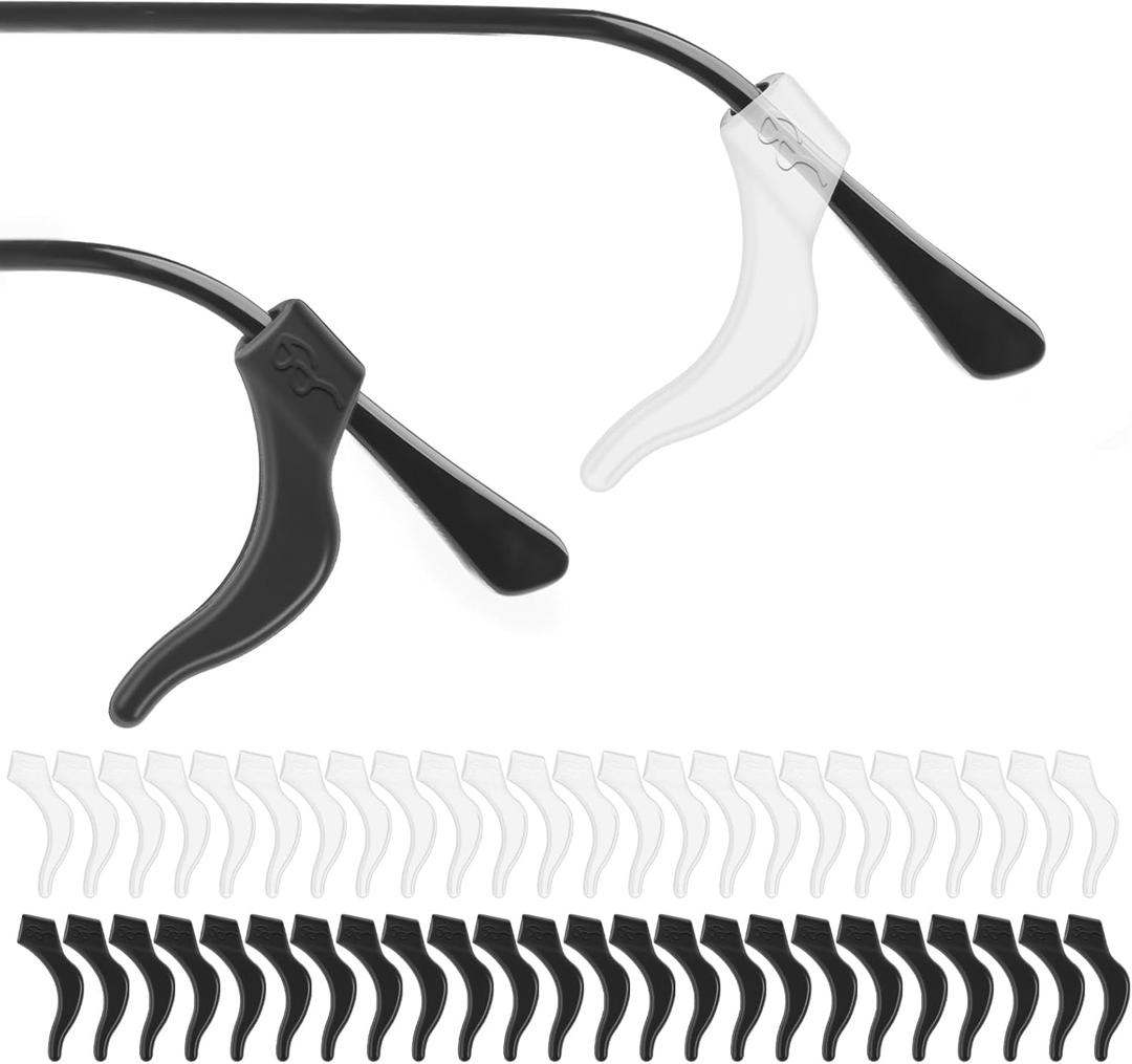 Rindion 24 Pairs Glasses Ear Grip, Silicone Ear Hooks For Glasses With Storage Box for Sports and Work