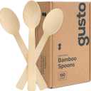GUSTO [100 Count] Natural Bamboo Disposable Spoons - Biodegradable and Eco-Friendly Utensils for Outdoors, Parties, and Events