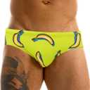 MIZOK Men's Hot Body Quick Dry Swimsuit Briefs Sexy Prints Swimwear Bikini (Medium, Yellow Banana)